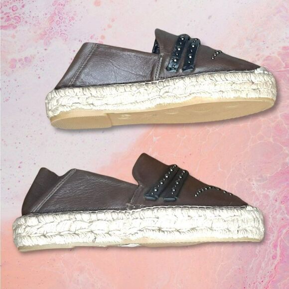 Dorothee Schumacher Summer Essence Studded Leather Fold Down Espadrille sz 37 - Picture 5 of 8